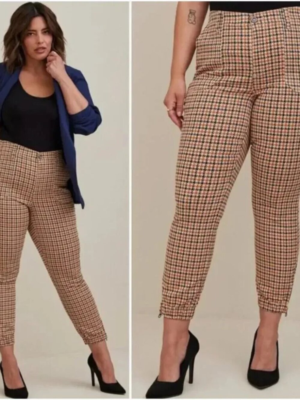 Sz.12 Short*Torrid*Tan/Black Hi-Rise Stretch Twill Jogger Pant NWOT